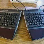 Kinesis Freestyle keyboard with VIP kit on the author's desk